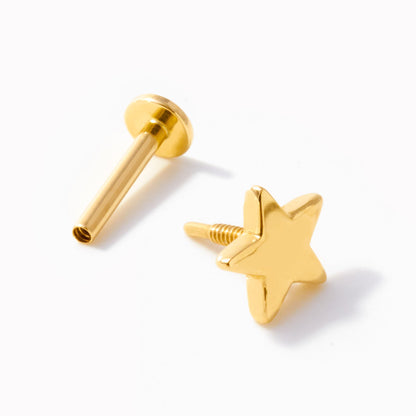 Star Flat Back Labret Piercing for Cartilage