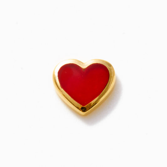 Red Enamel Heart Flat Back Earring – Cartilage Stud