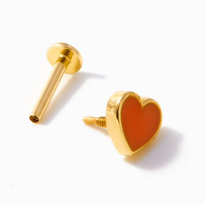 Red Enamel Heart Flat Back Earring – Cartilage Stud
