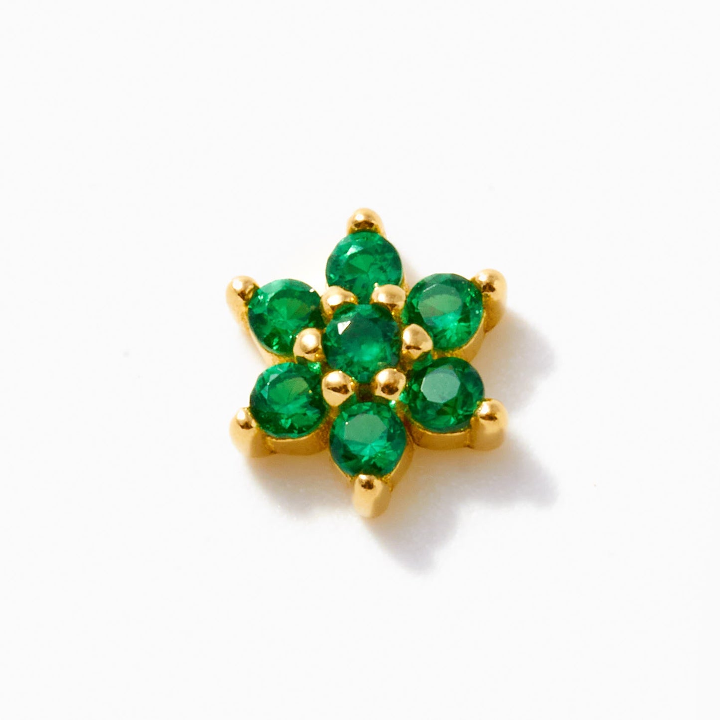 Green Gem Floral Piercing Stud