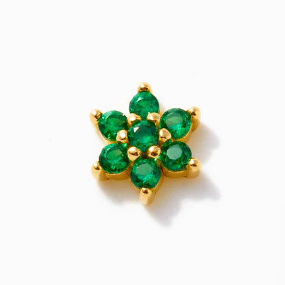 Green Gem Floral Piercing Stud