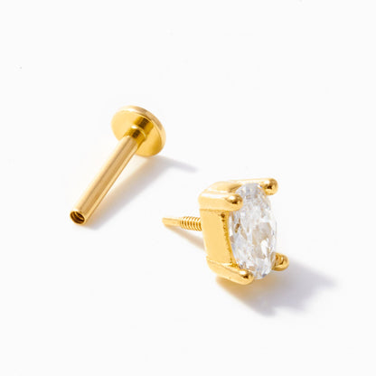 Oval CZ Flat Back Stud Earring