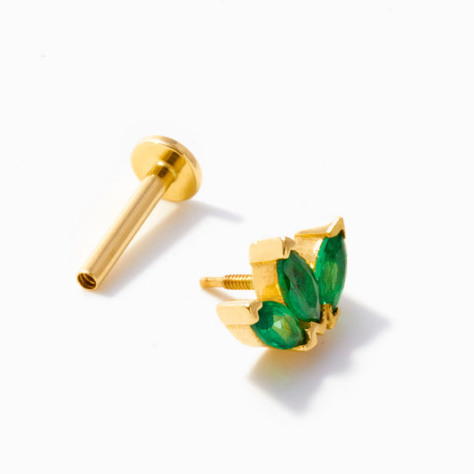 Triple Marquise Green CZ Stud Earring