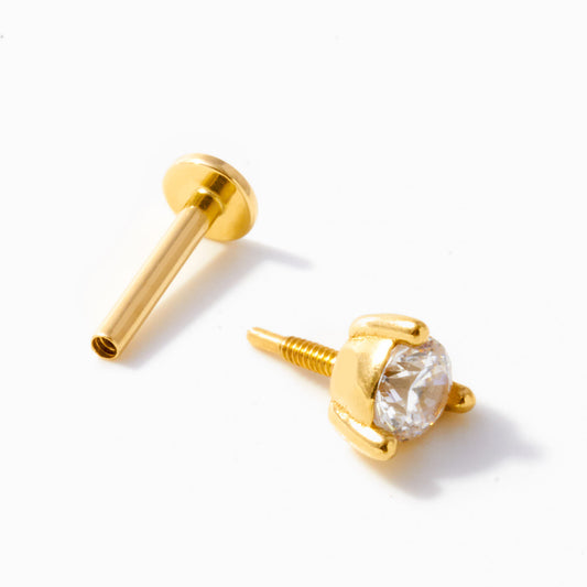 Invisible Set Solitaire Threaded Stud Earring