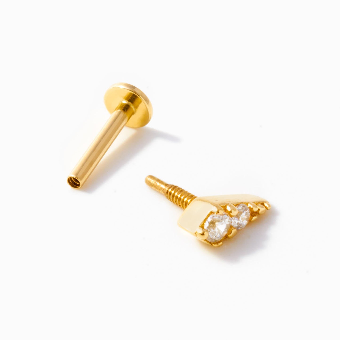 Triple Stone Flat Back Piercing Stud