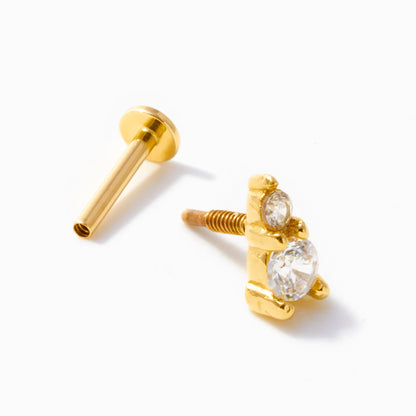Tiny Double CZ Piercing Stud Earring