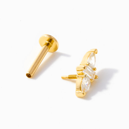 Marquise and Baguette CZ Cluster Piercing Stud Earring