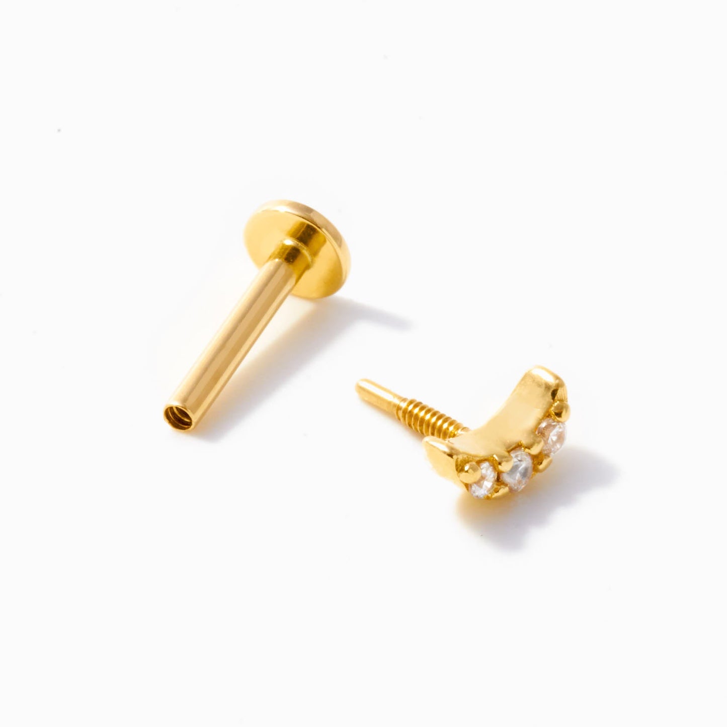 Crescent Moon Threaded Stud Earring