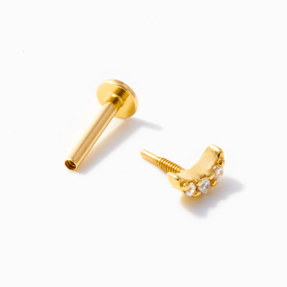 Crescent Moon Threaded Stud Earring