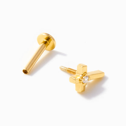 Cross Flat Back Piercing Stud