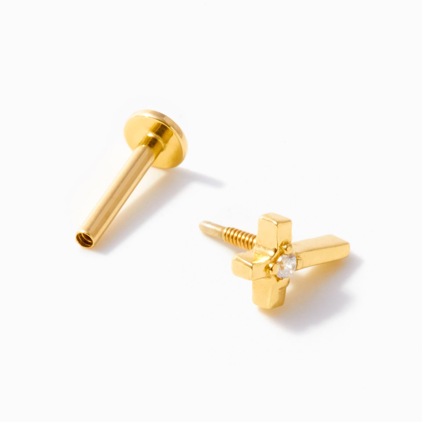 Cross Flat Back Piercing Stud