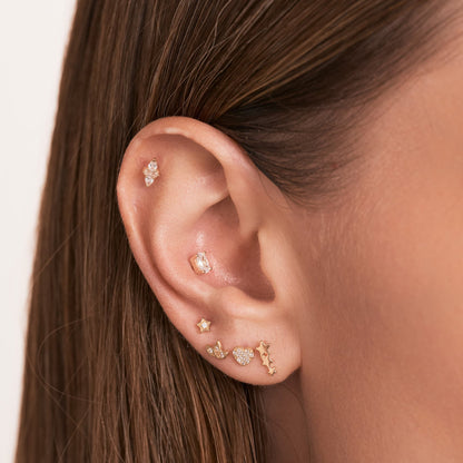 Triple Leaf Flat Back Stud