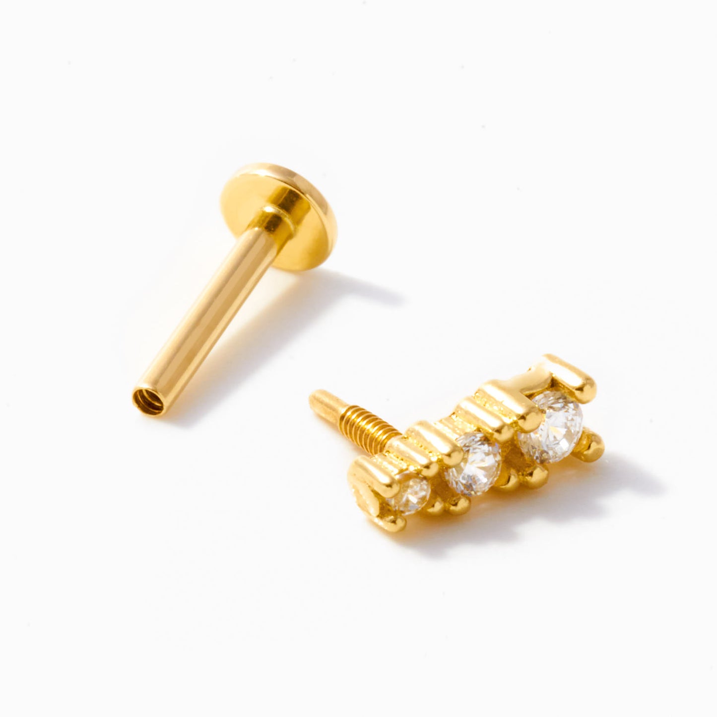 3 Stones Threaded Stud Earring