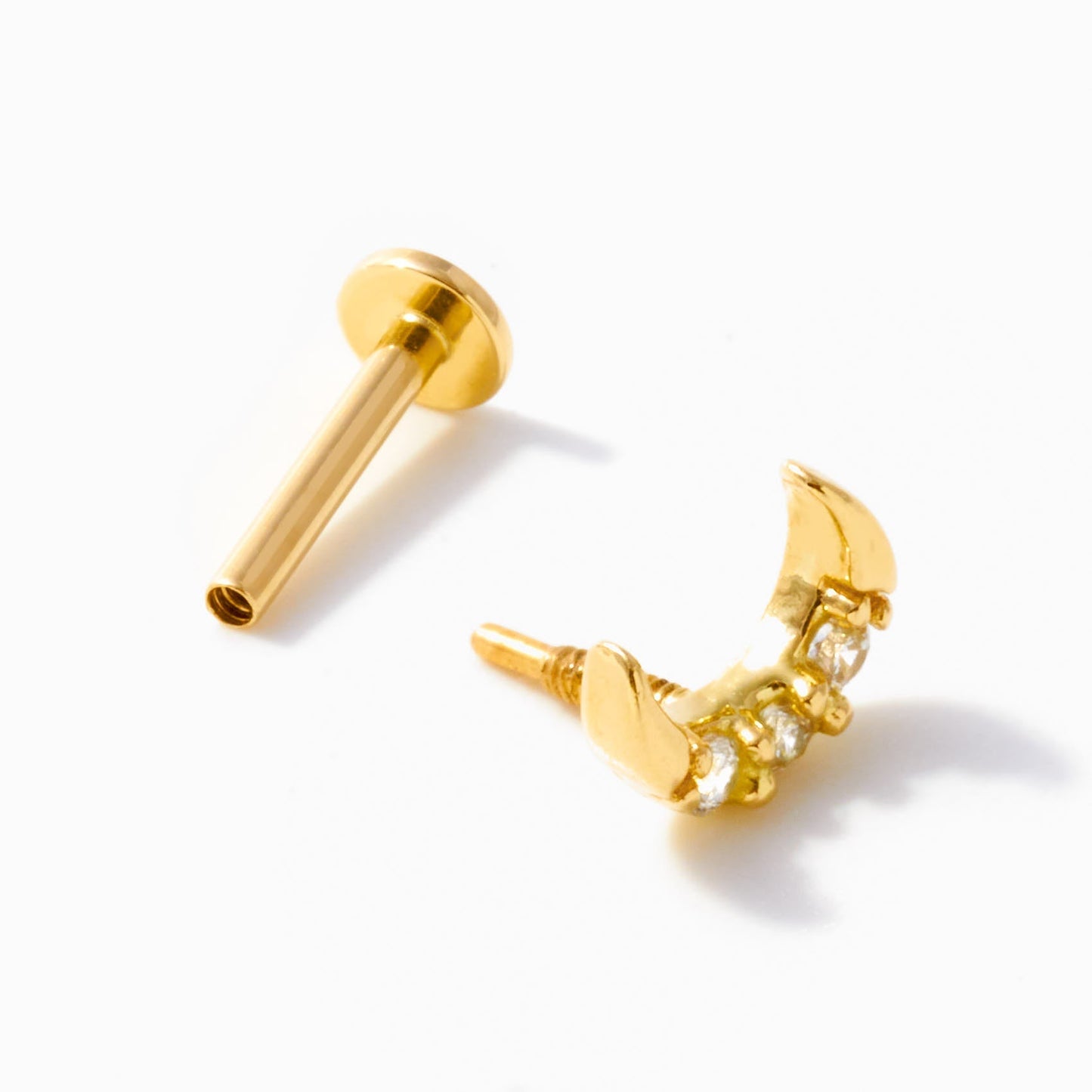 Crescent Moon Diamond Stud Earring