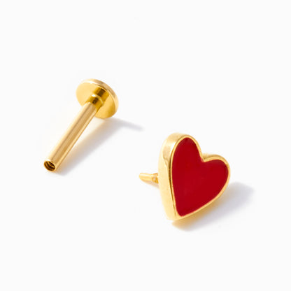Red Heart Flat Back Piercing Stud