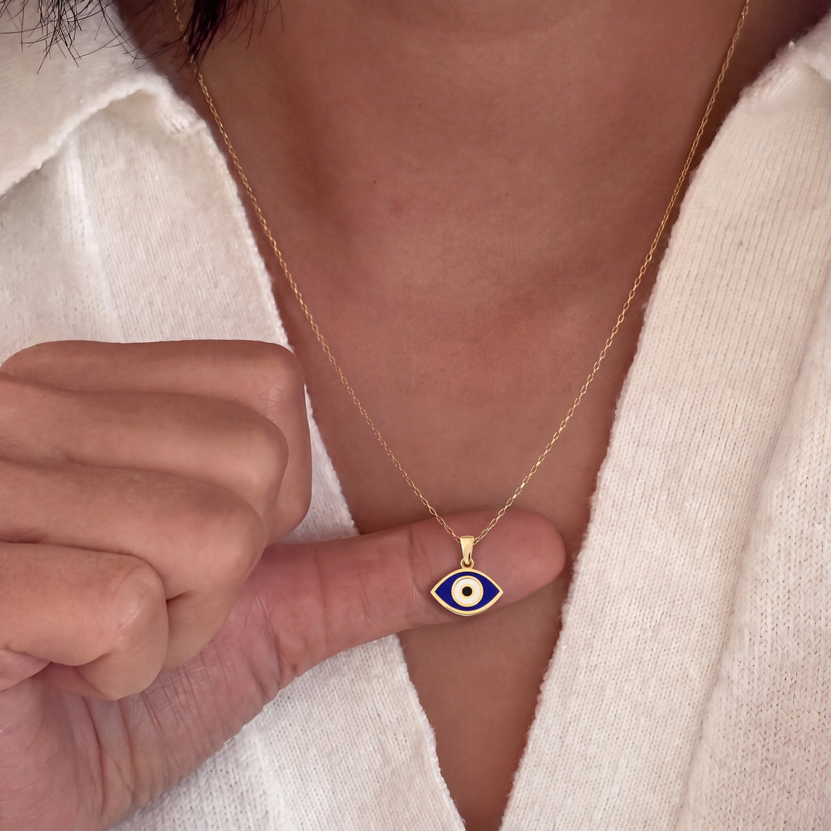 Almond Evil Eye Charm Pendant
