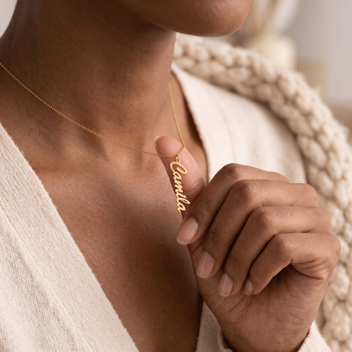 Personalized Vertical Name Pendant