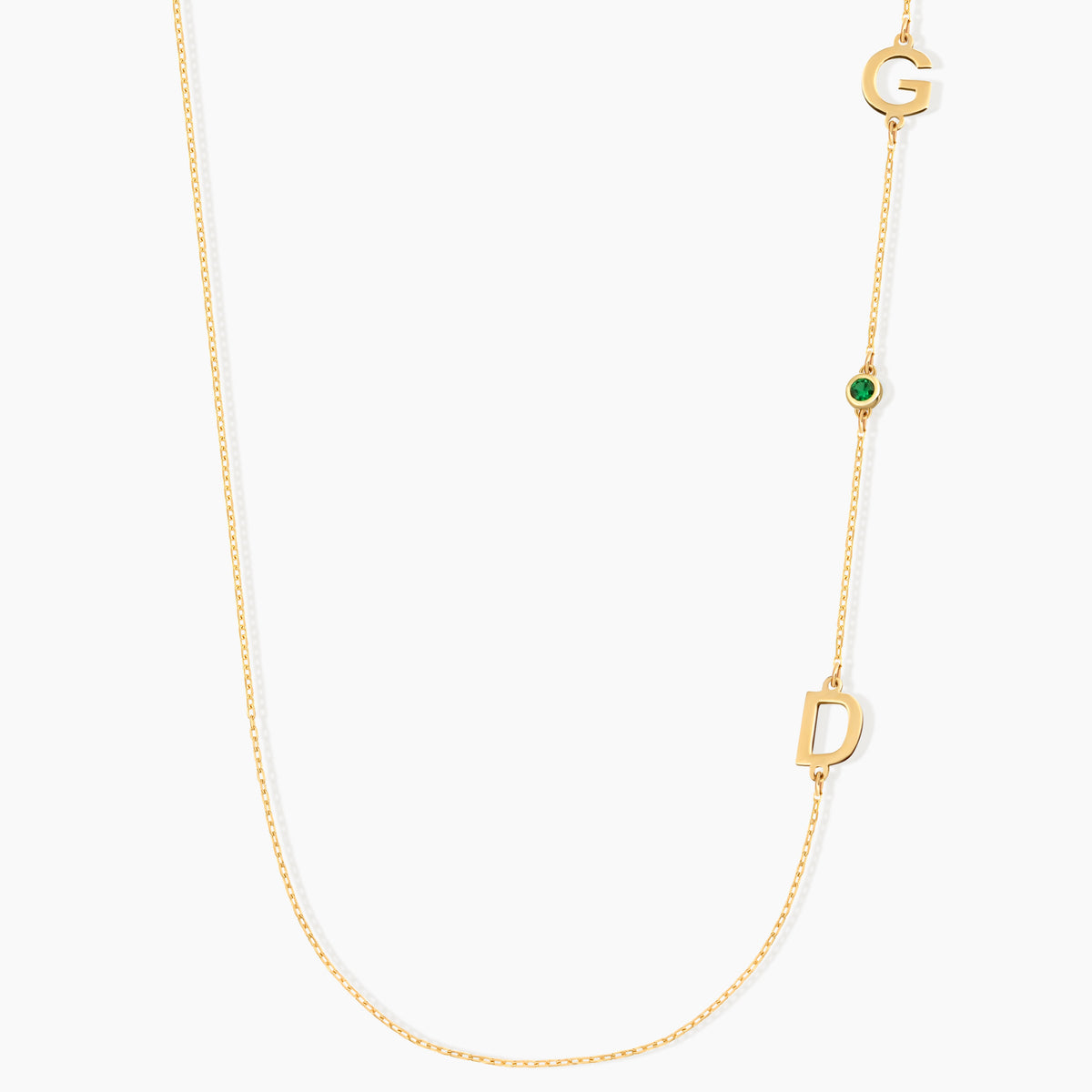 Personalized Sideways Initial Necklace with Birthstone
