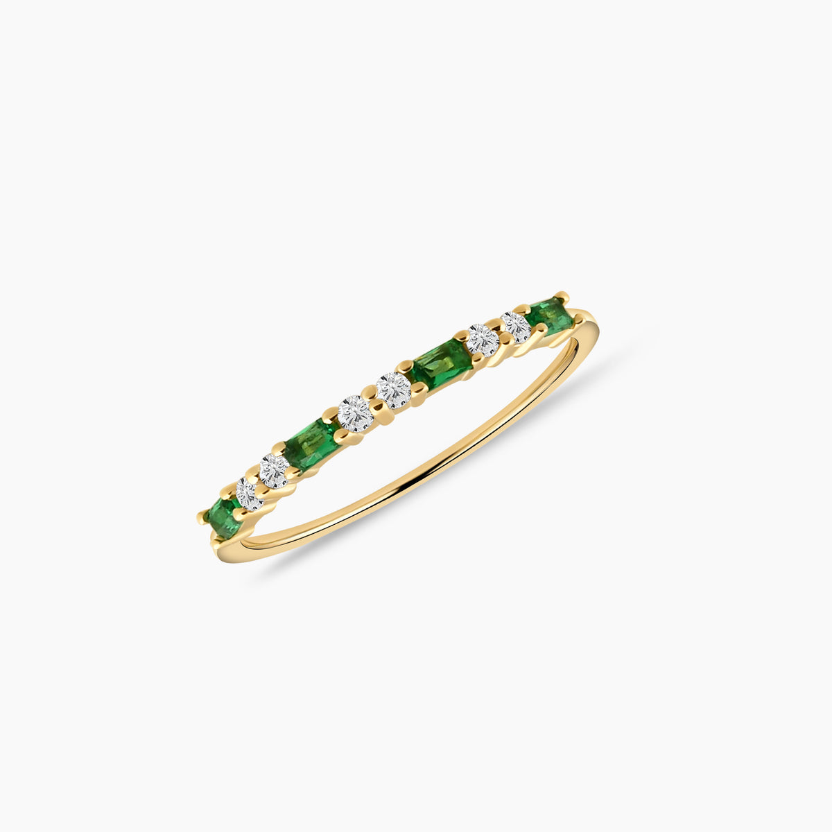 Baguette Birthstone and Diamond Stacking Ring