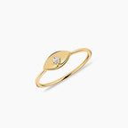 Dainty Diamond Evil Eye Signet Ring