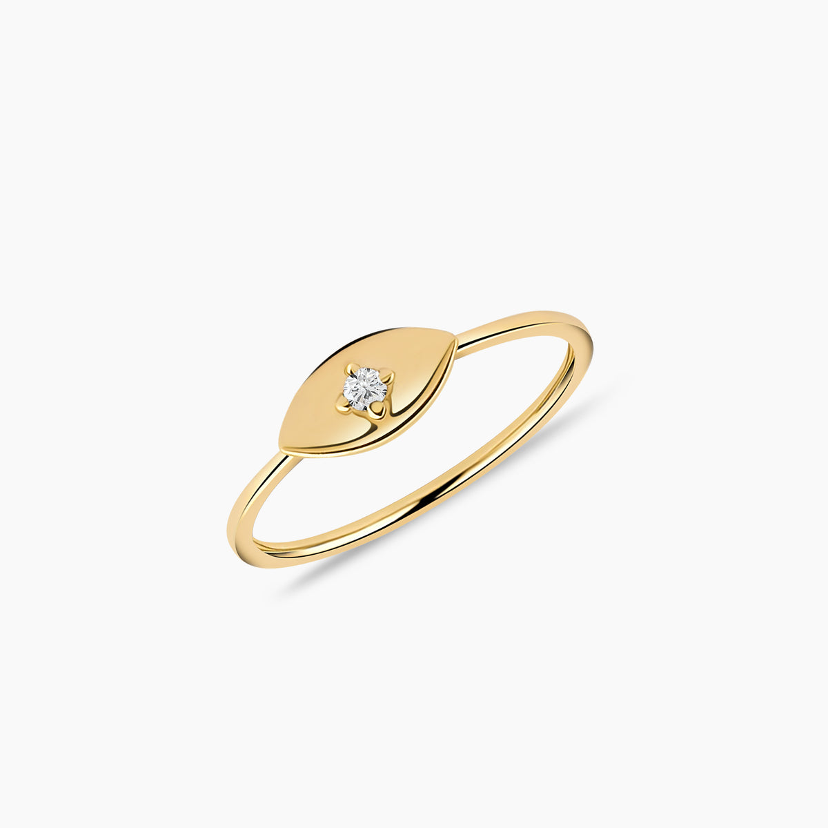 Dainty Diamond Evil Eye Signet Ring