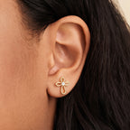 Diamond Open Cross Stud Earrings