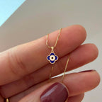 Blue Enamel Evil Eye Clover Charm