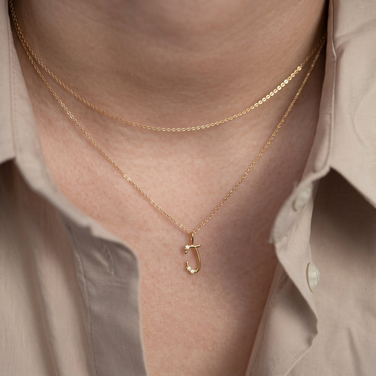 Diamond Cursive Initial Necklace
