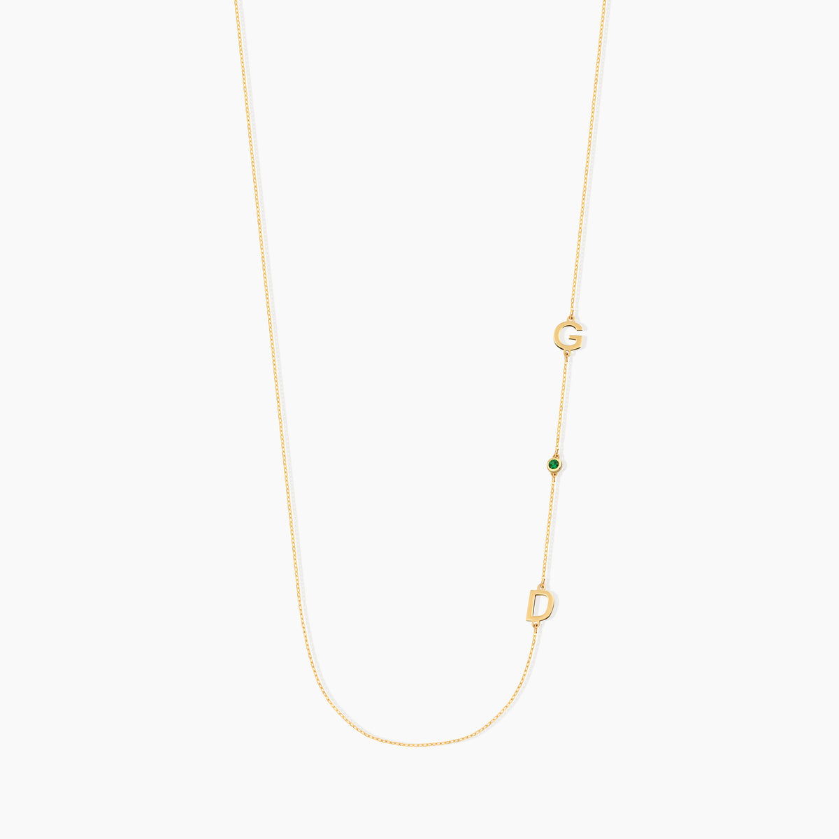 Personalized Sideways Initial Necklace with Birthstone