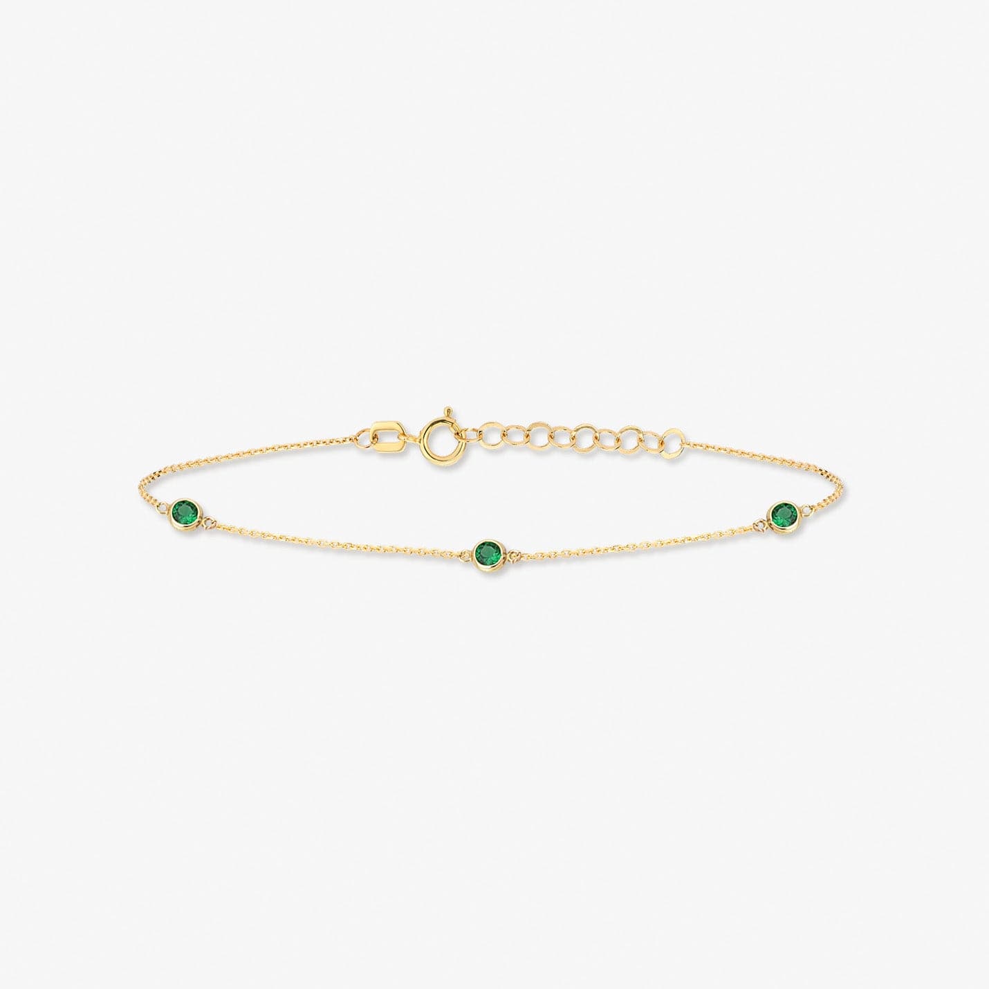 1 CT. T.W. Emerald Station Bracelet in 14K Solid Gold, Adjustable