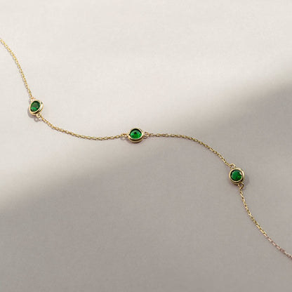 1 CT. T.W. Emerald Station Bracelet in 14K Solid Gold, Adjustable