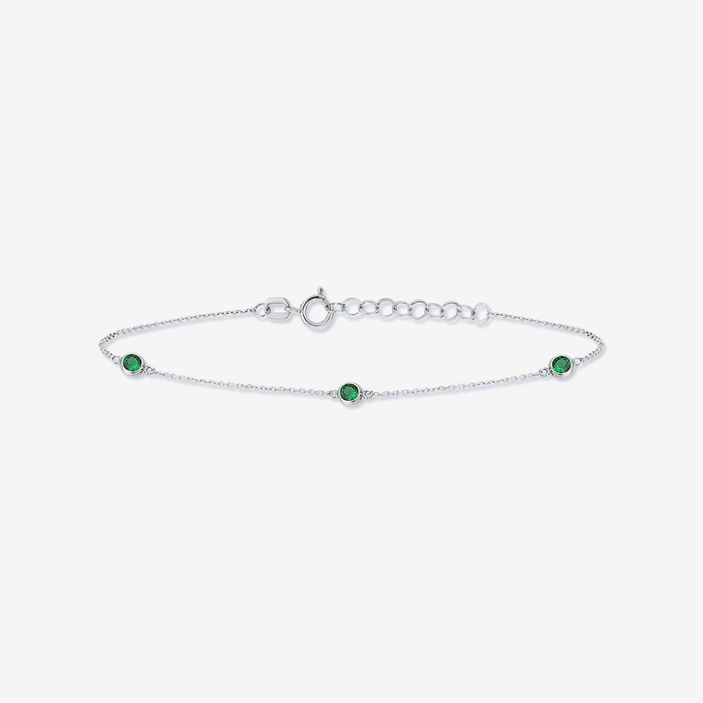 1 CT. T.W. Emerald Station Bracelet in 14K Solid Gold, Adjustable