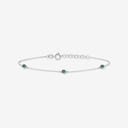 1 CT. T.W. Emerald Station Bracelet in 14K Solid Gold, Adjustable