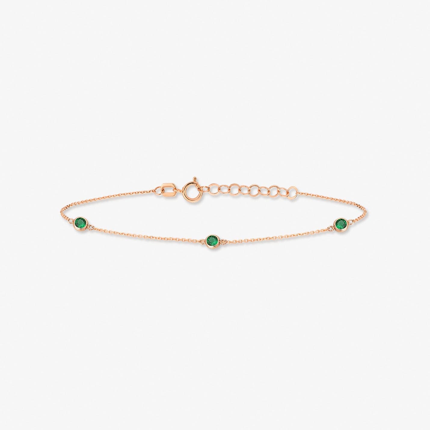 1 CT. T.W. Emerald Station Bracelet in 14K Solid Gold, Adjustable