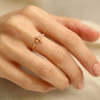 Diamond Beaded Cross Ring