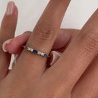 Baguette Birthstone and Diamond Stacking Ring