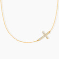 Diamond Sideways Cross Necklace