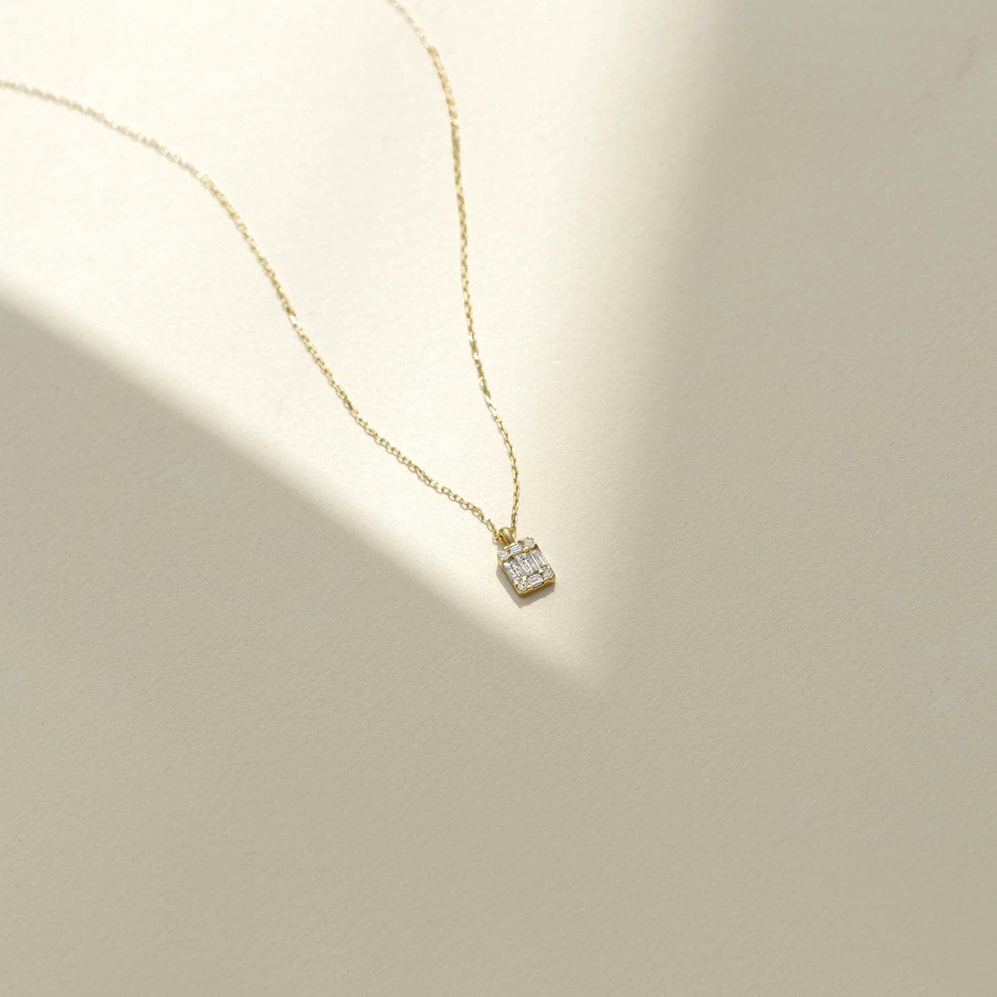 Diamond Baguette Necklace in 14K Solid Gold