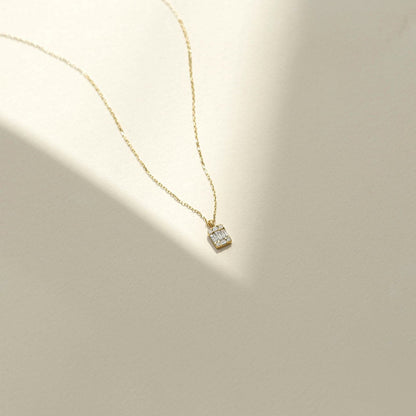 Diamond Baguette Necklace in 14K Solid Gold