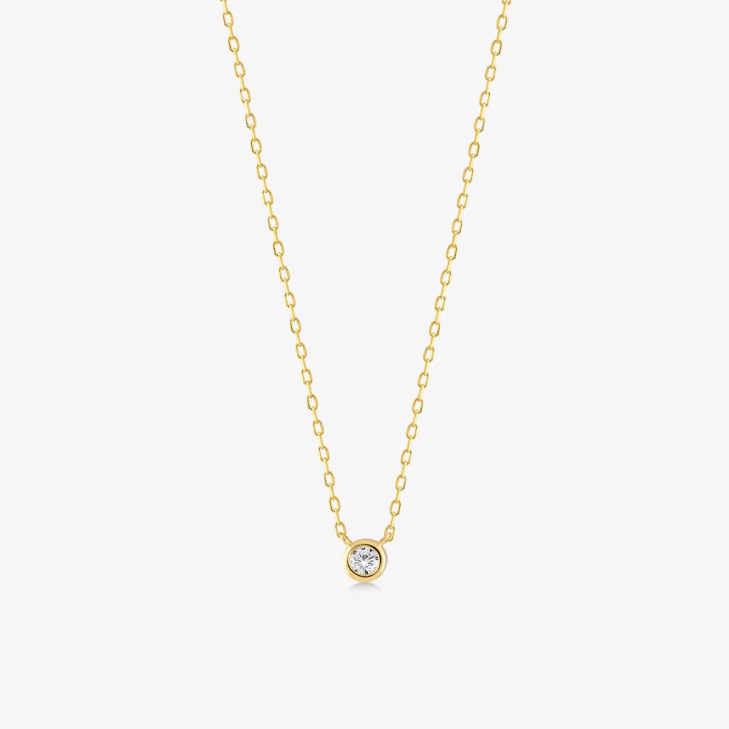 Diamond Bezel Set Necklace in 14K Solid Gold