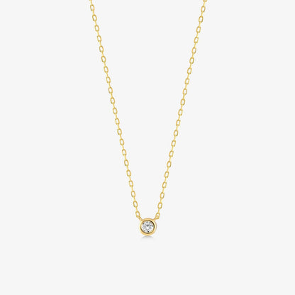 Diamond Bezel Set Necklace in 14K Solid Gold