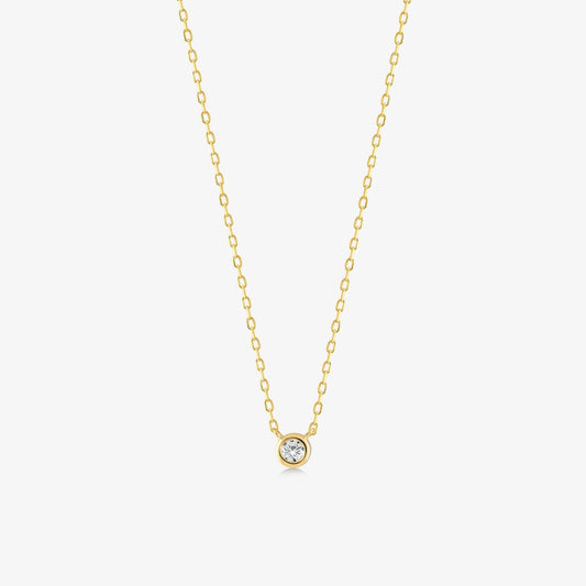 Diamond Bezel Set Necklace in 14K Solid Gold