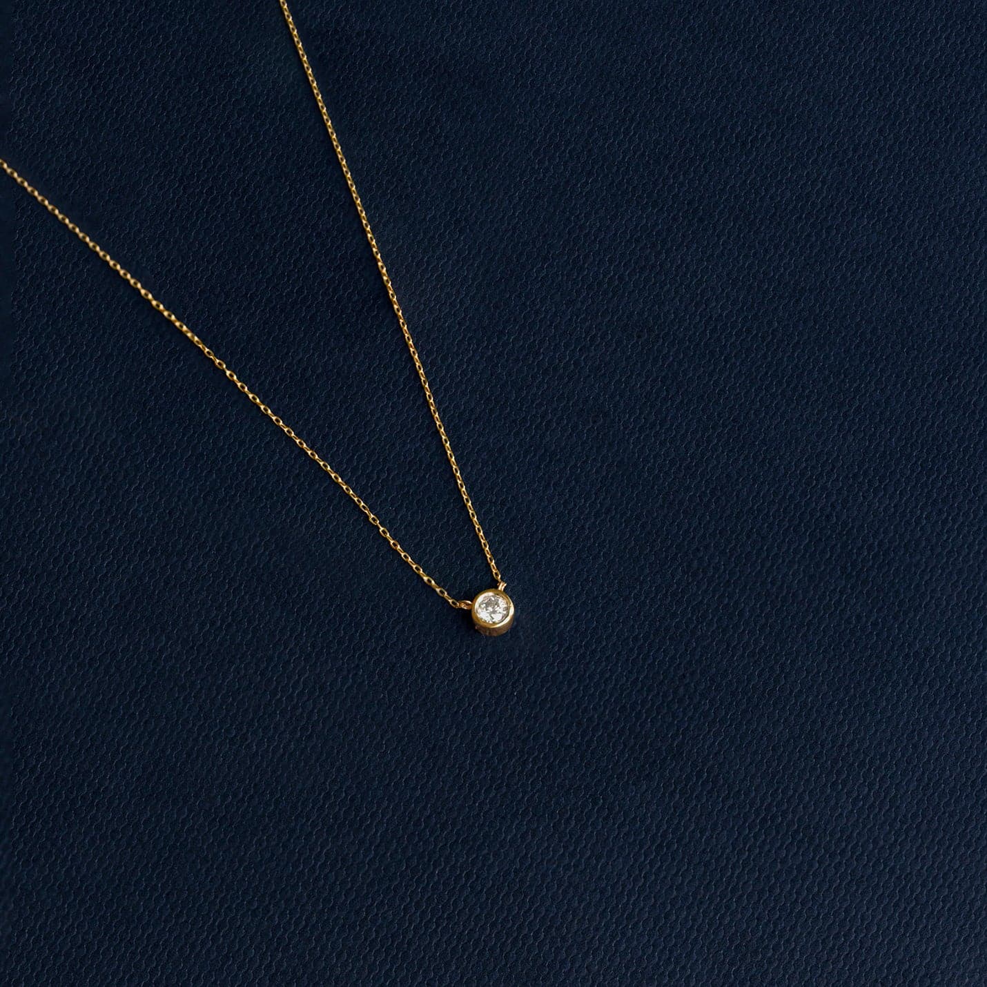 Diamond Bezel Set Necklace in 14K Solid Gold