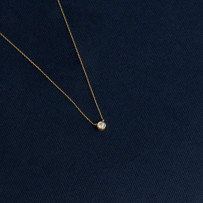 Diamond Bezel Set Necklace in 14K Solid Gold