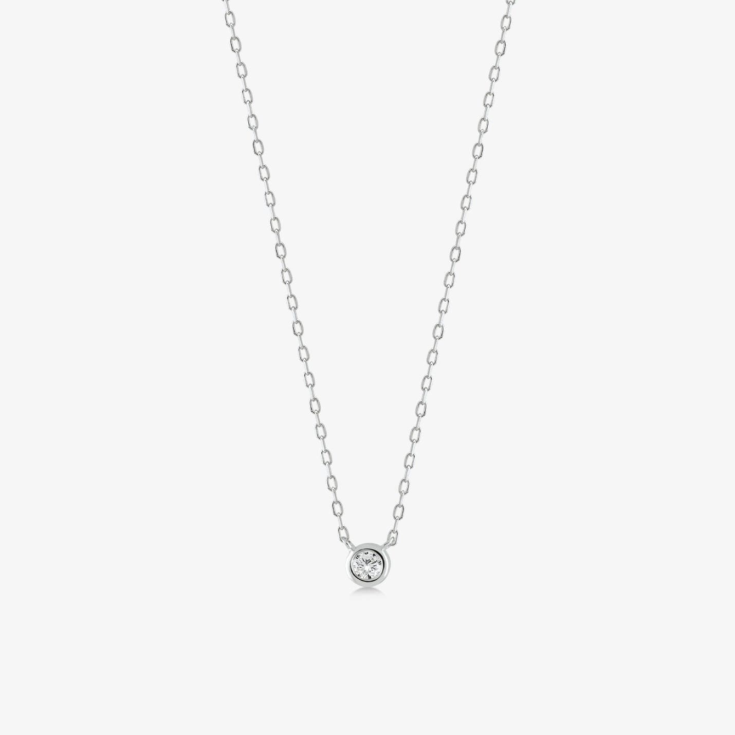 Diamond Bezel Set Necklace in 14K Solid Gold