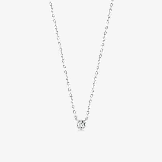 Diamond Bezel Set Necklace in 14K Solid Gold