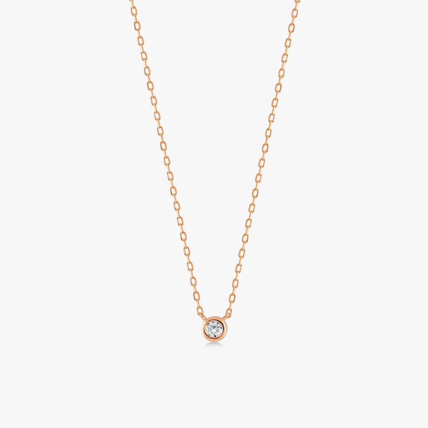 Diamond Bezel Set Necklace in 14K Solid Gold