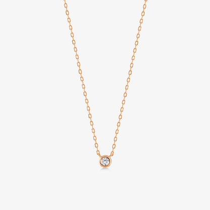 Diamond Bezel Set Necklace in 14K Solid Gold