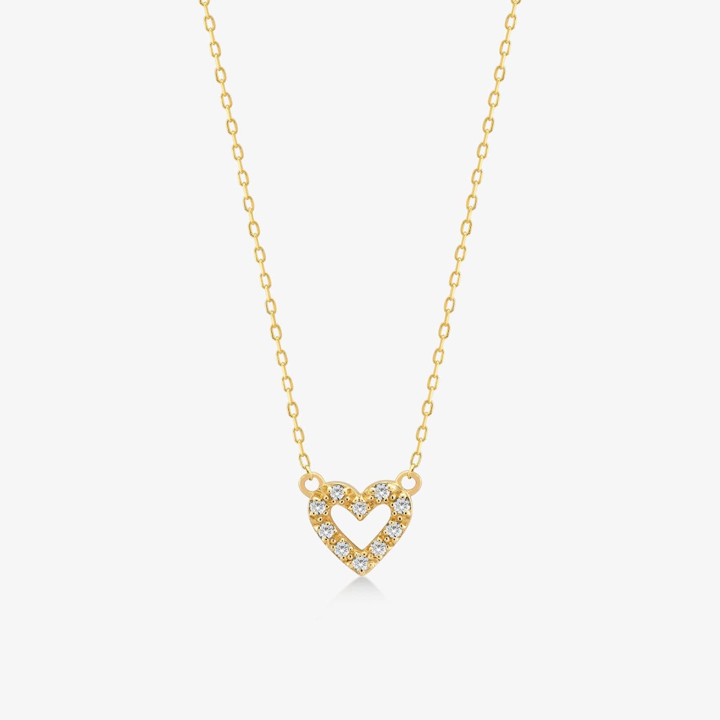 1/20 CT. T.W. Diamond Mini Open Heart Pendant Necklace in 14K Solid Gold