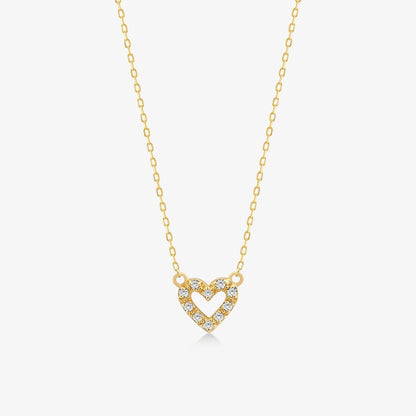 1/20 CT. T.W. Diamond Mini Open Heart Pendant Necklace in 14K Solid Gold